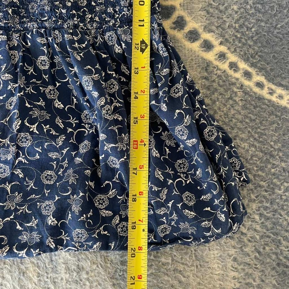 Old Navy Womens S Blue Floral Smocked Off the Shoulder Peplum Top Short Sleeve - Picture 4 of 6